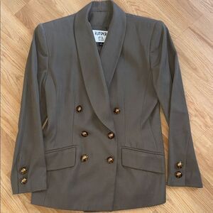 Vintage 90s Kasper ASL Women's Double-Breasted Blazer Khaki 4P